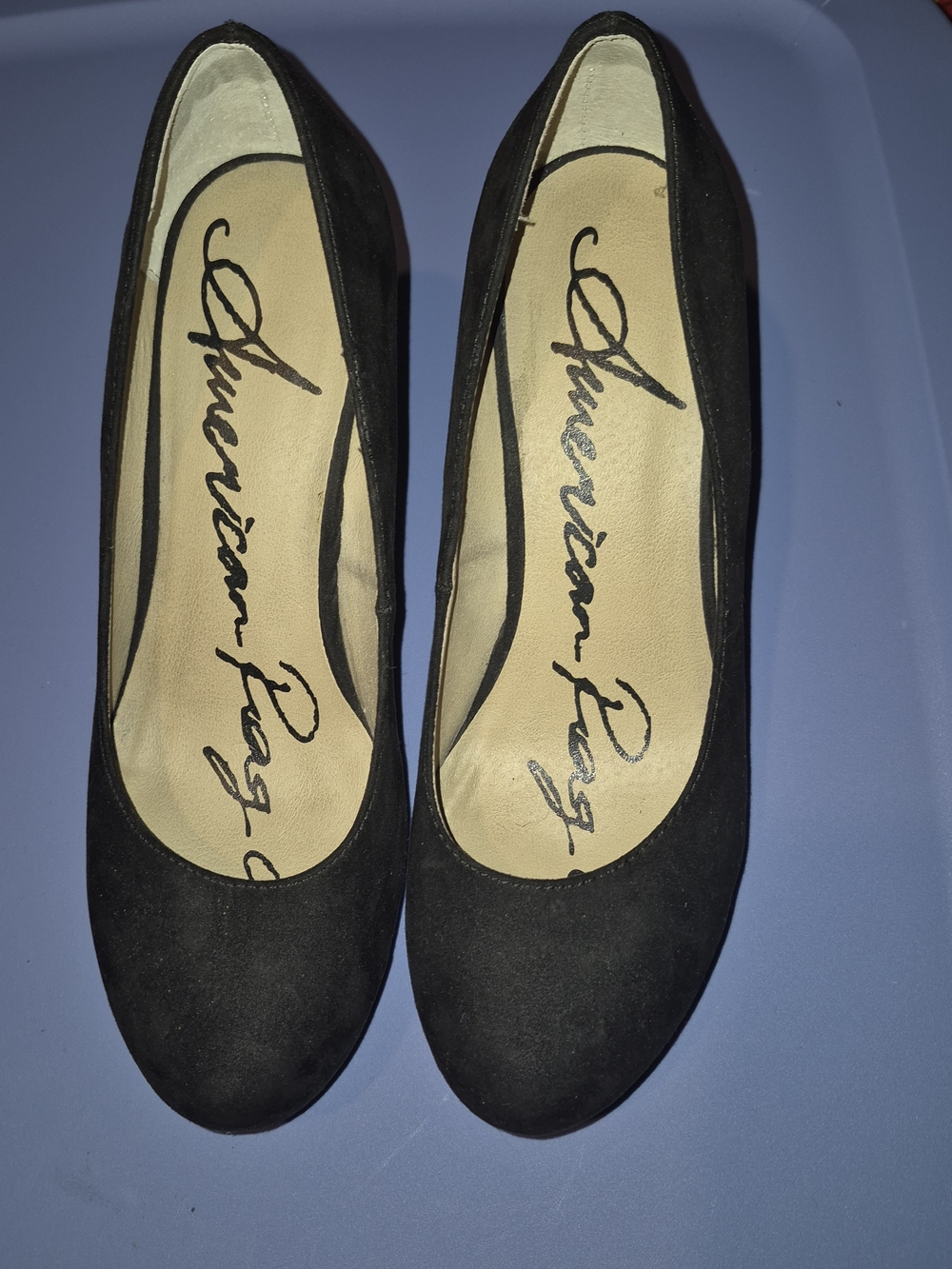 American Rag Black Suede Round-Toe Pumps